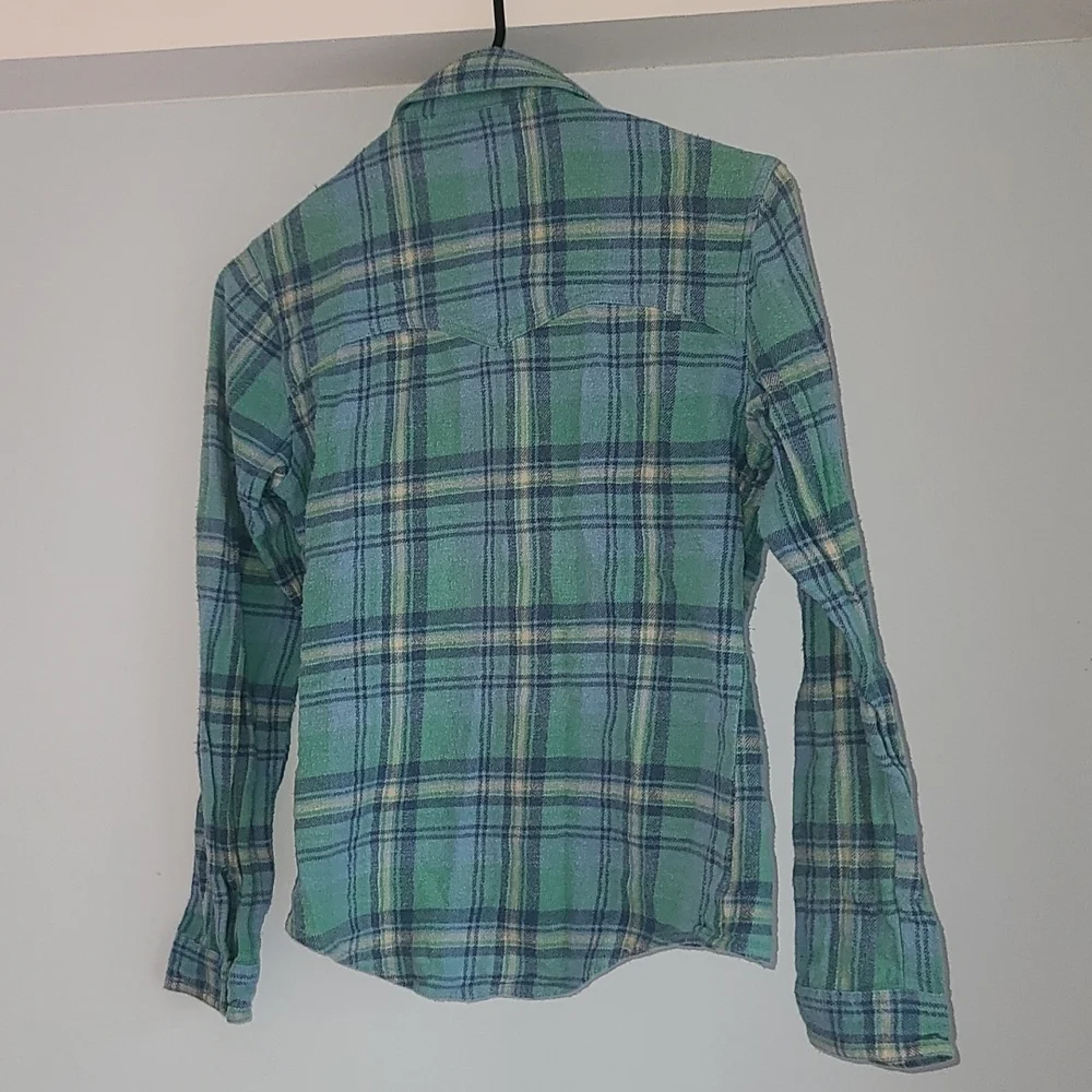 Spell designs lost highway flannel shirt turquoise buttondown S teal flannelette - Picture 10 of 16